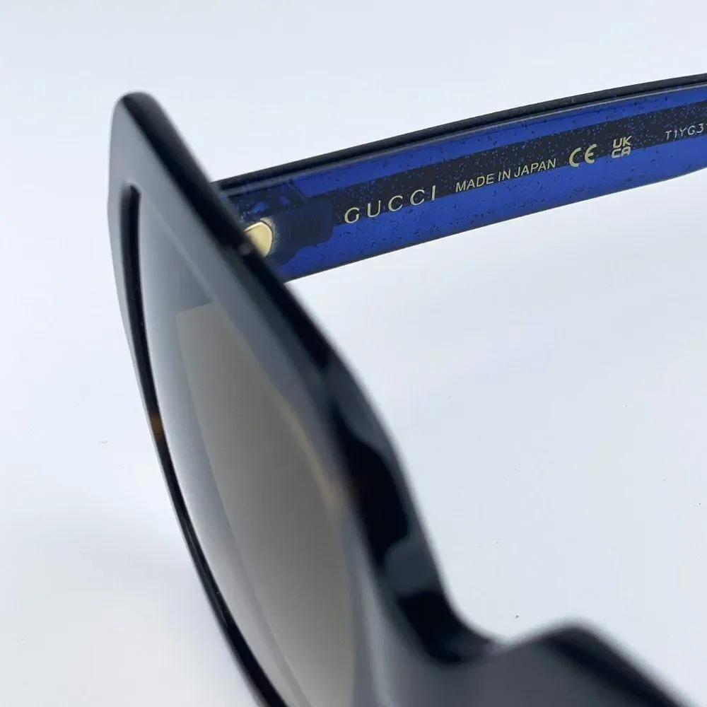 NEW Gucci GG0036SN 004 Havana Blue Brown Gradient Square Women Sunglasses